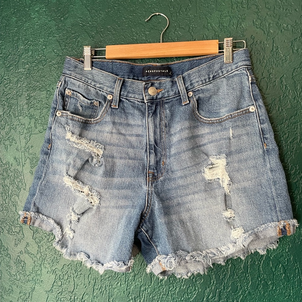 Aeropostale Light Blue Ripped Jean Shorts